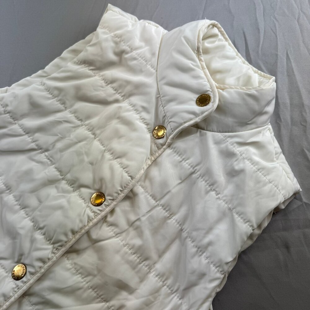 Michael Kors Women White Puffer Quilted Vest Gold-plated Hardware Cozy Season M